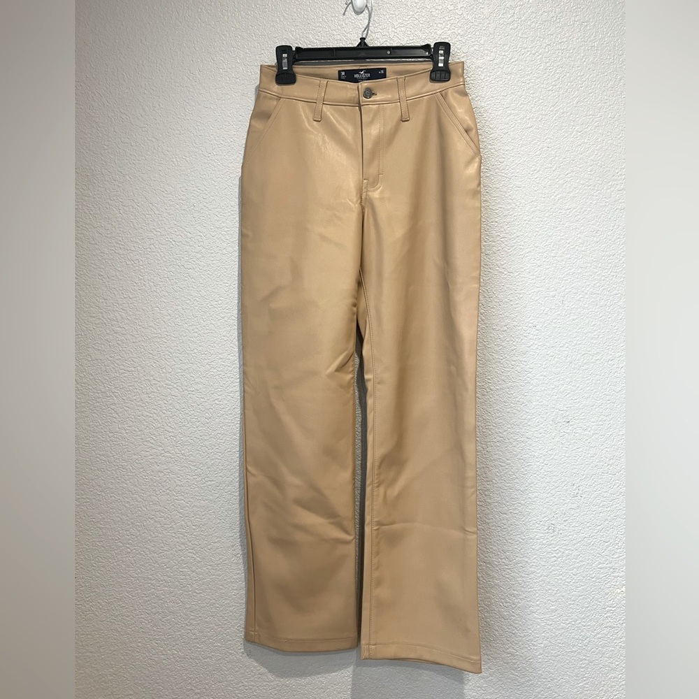 NWOT Hollister High Rise Camel Faux Leather Pants, 26